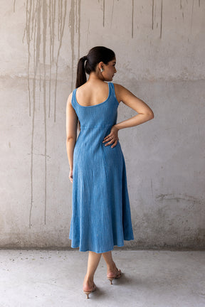 SKY BLUE COTTON DENIM DRESS
