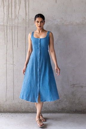 SKY BLUE COTTON DENIM DRESS