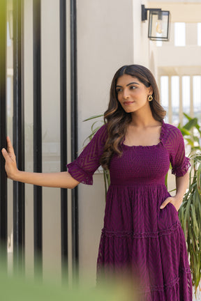 PLUM SMOCKED MAXI