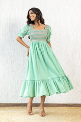 PASTEL GREEN SMOCKED MAXI