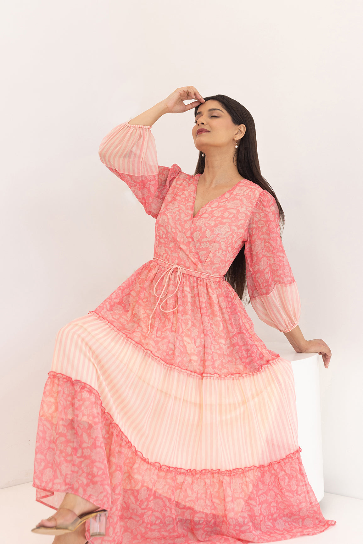 PINK PAISLEY & STRIPED MAXI