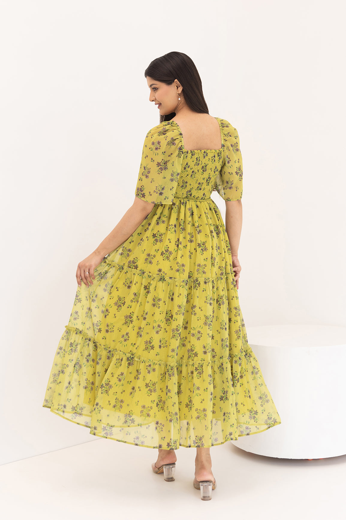 PEAR GREEN FLORAL MAXI