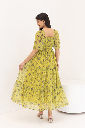 PEAR GREEN FLORAL MAXI