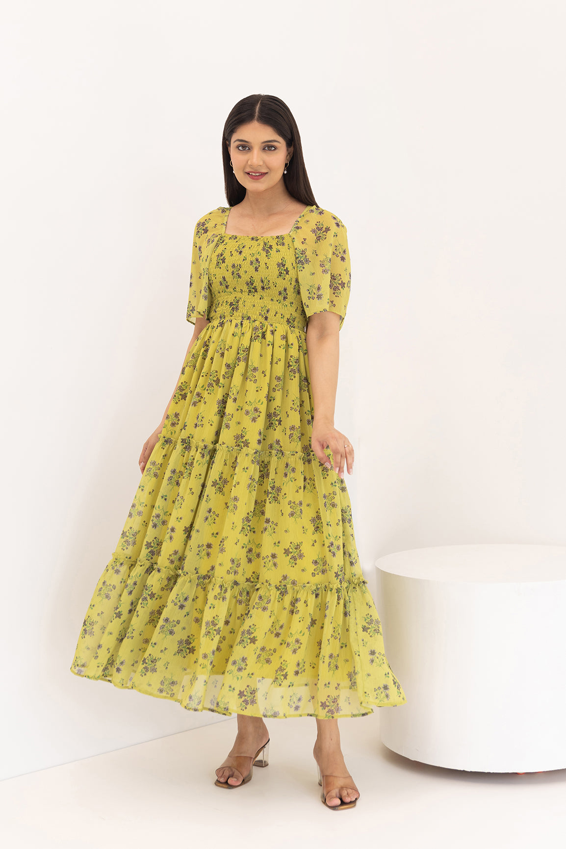 PEAR GREEN FLORAL MAXI