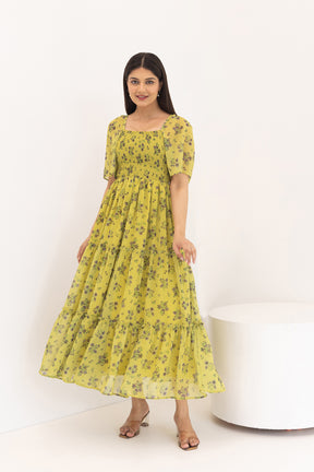 PEAR GREEN FLORAL MAXI