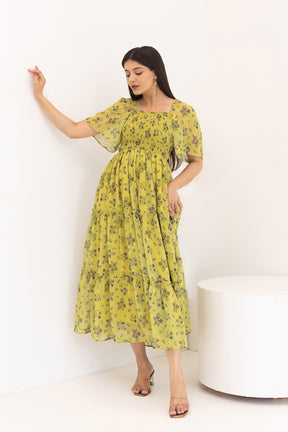 PEAR GREEN FLORAL MAXI