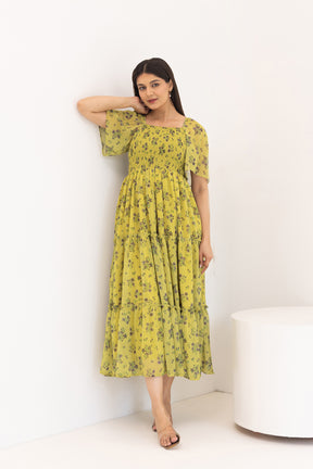 PEAR GREEN FLORAL MAXI