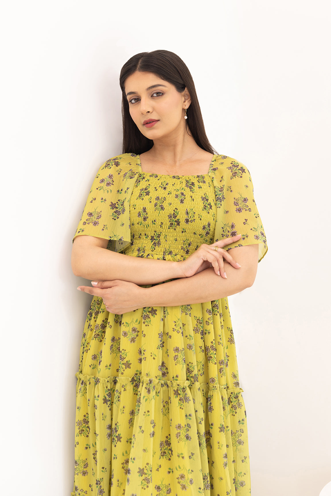 PEAR GREEN FLORAL MAXI