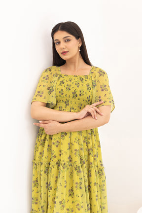 PEAR GREEN FLORAL MAXI