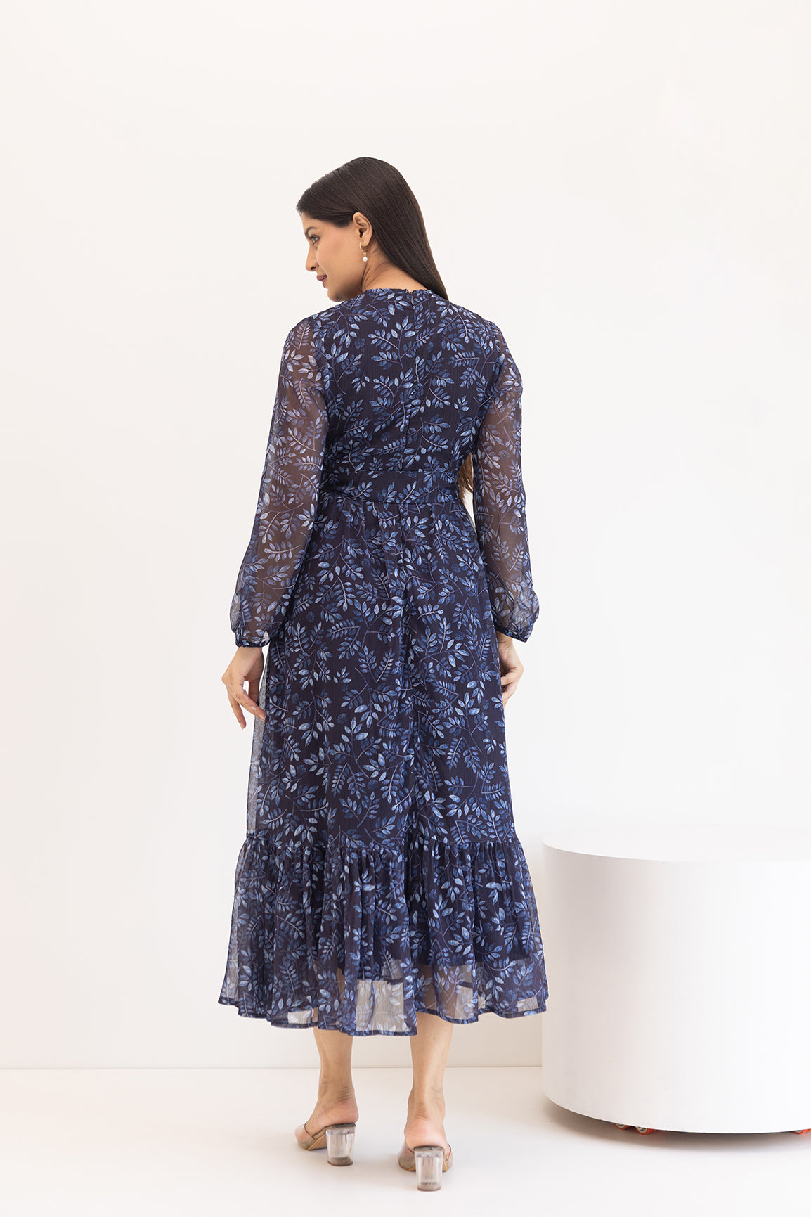 BLUE WRAP CHIFFON MAXI