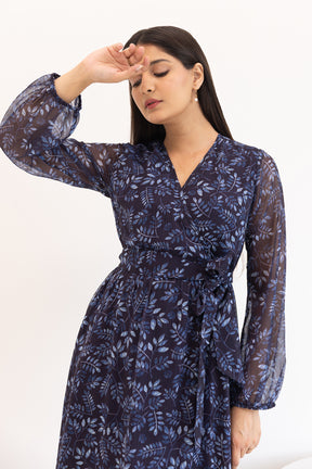 BLUE WRAP CHIFFON MAXI