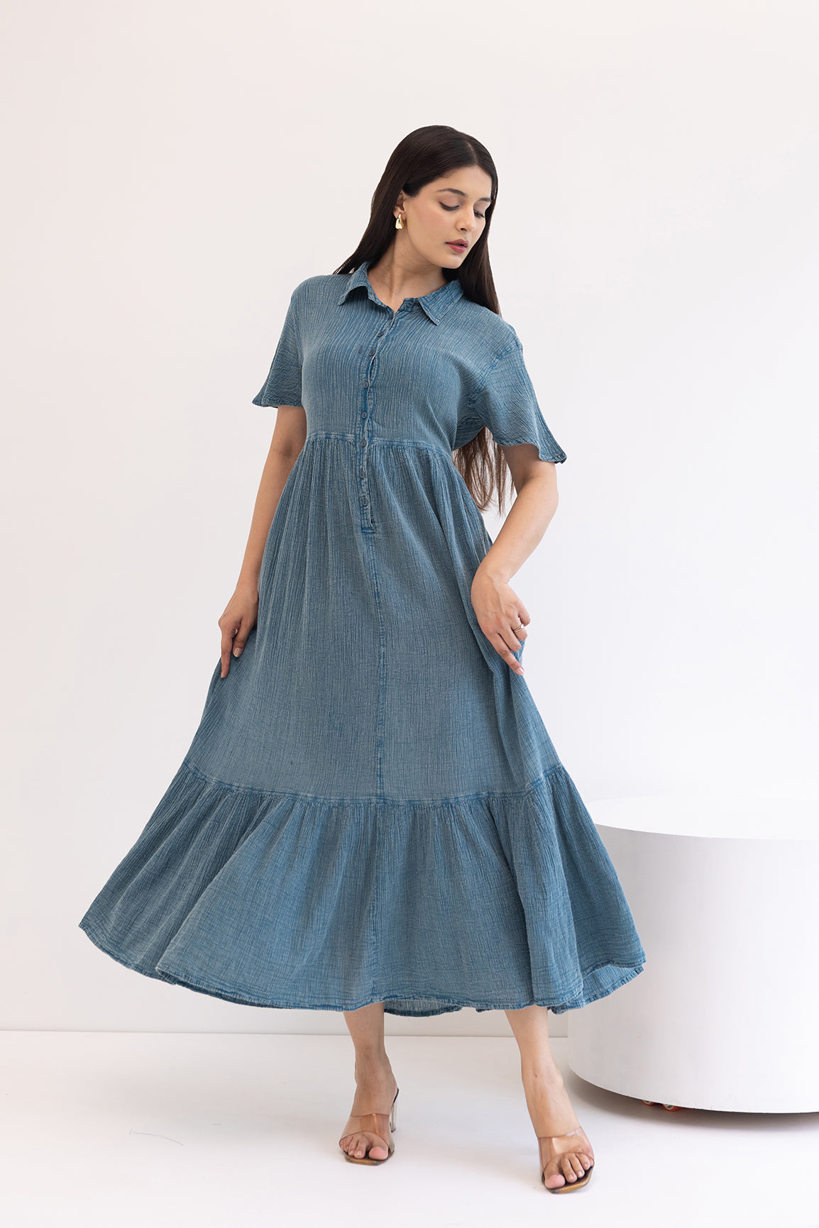 EVERYDAY SERENE BLUE COTTON DENIM MAXI