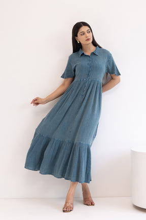 EVERYDAY SERENE BLUE COTTON DENIM MAXI