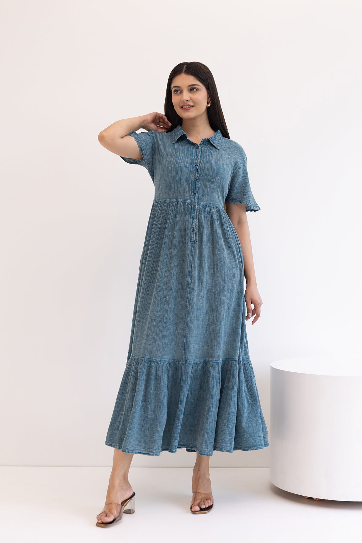 EVERYDAY SERENE BLUE COTTON DENIM MAXI