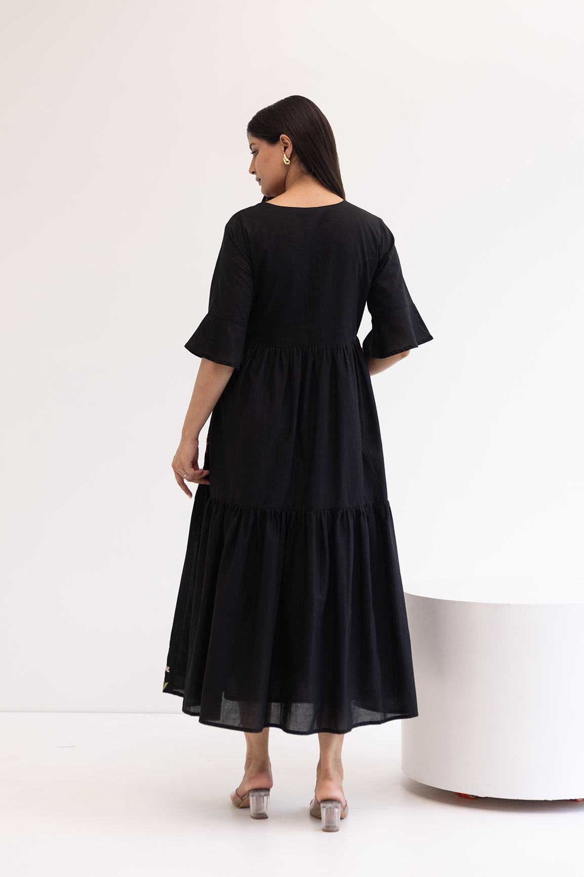 BLACK EMBROIDERY MAXI
