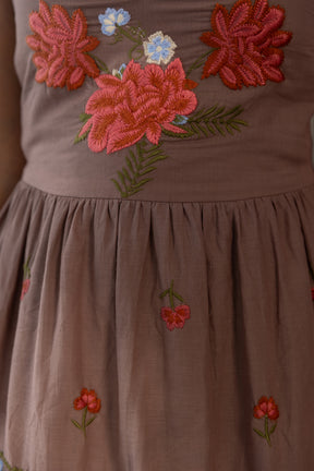 UMBER EMBROIDERY MAXI DRESS