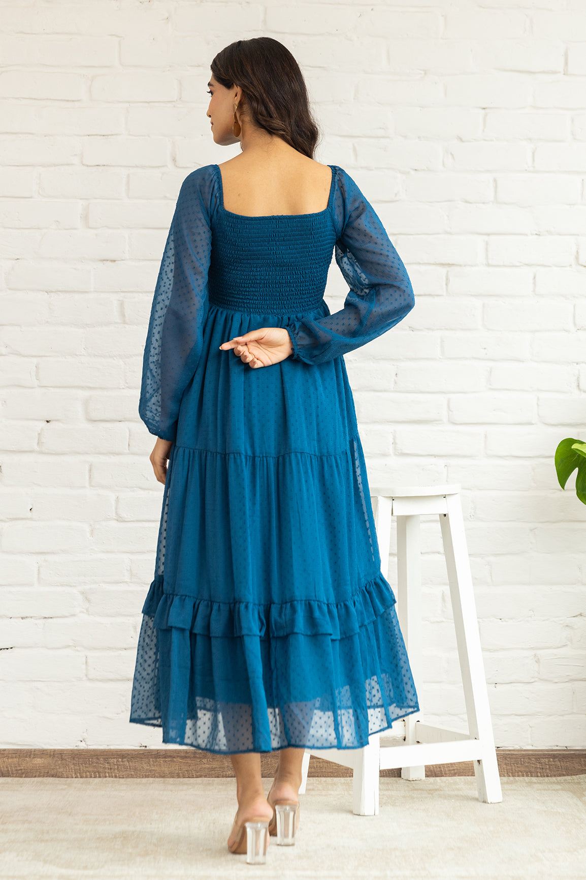 TEAL SMOCKED MAXI