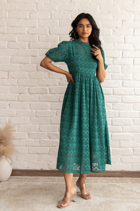 Green Butta Maxi Dress by Polago Plus - Elegant and stylish.