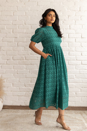Green Butta Maxi dress - Polago Plus stylish model shoot.