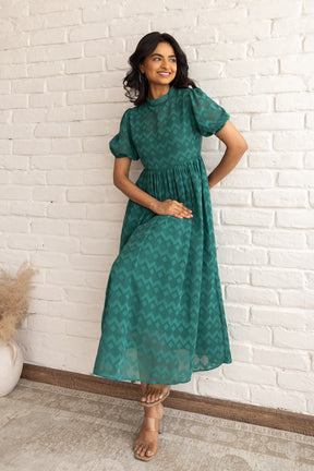 Green Butta Maxi dress by Polago Plus, stylish and elegant design.