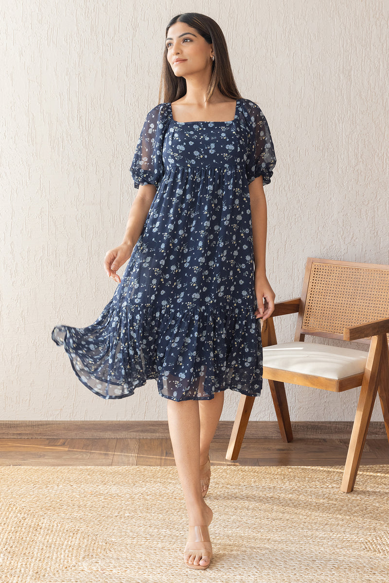 Navy Floral Midi Dress Chic & Elegant Floral Perfection Navy Floral Midi Dress Chic & Elegant Floral Perfection