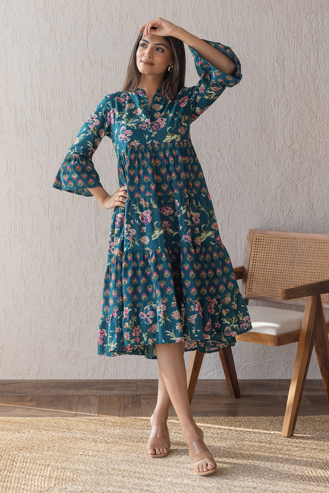 EMERALD COTTON PRINTED MAXI