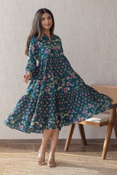 EMERALD COTTON PRINTED MAXI