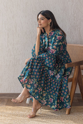 EMERALD COTTON PRINTED MAXI