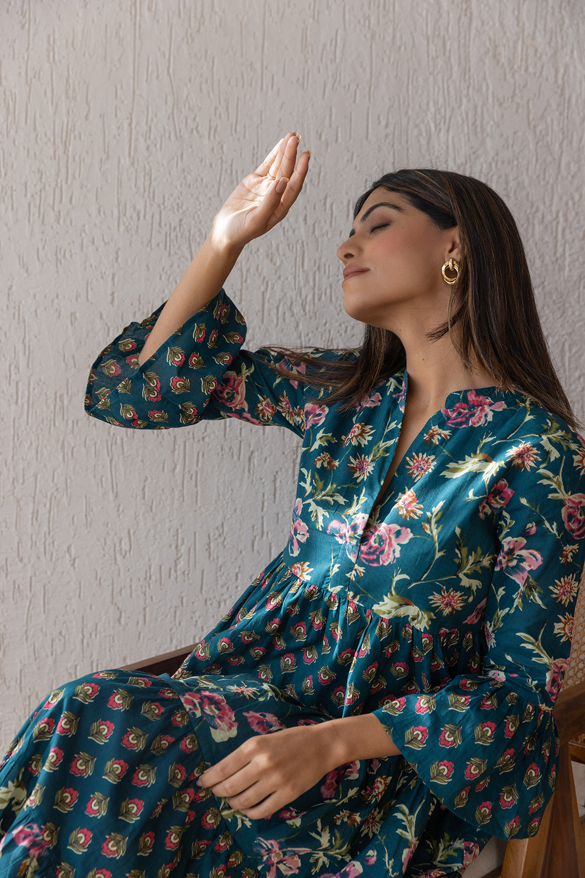 EMERALD COTTON PRINTED MAXI