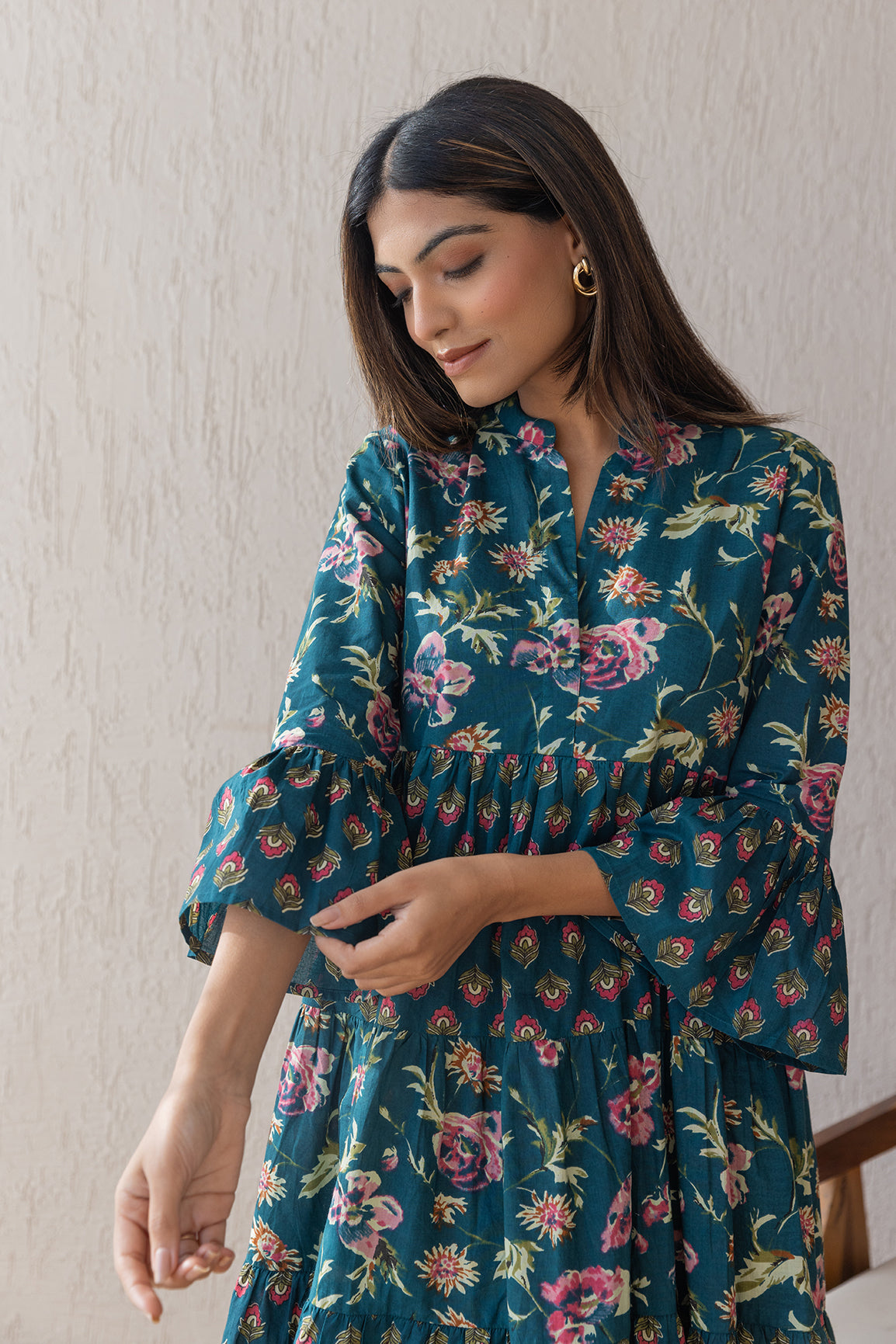 EMERALD COTTON PRINTED MAXI