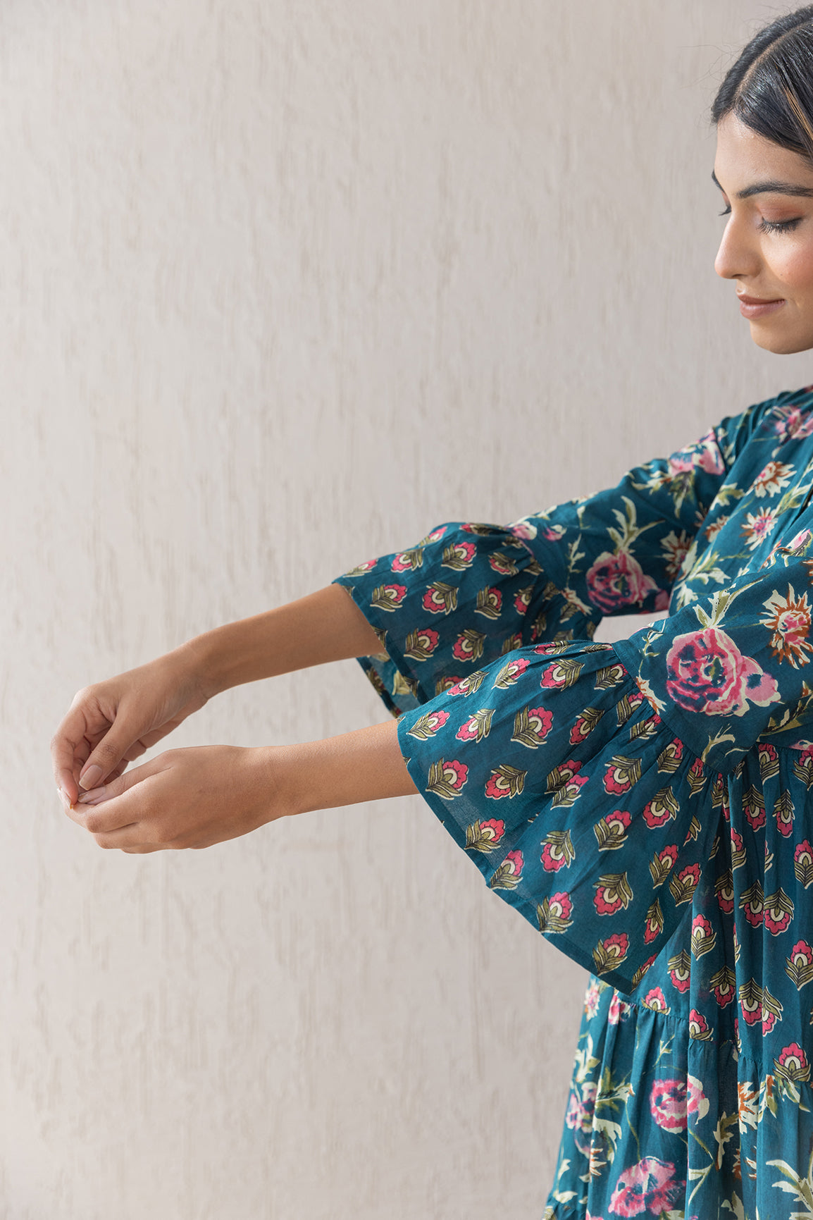 EMERALD COTTON PRINTED MAXI