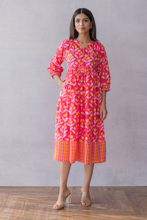 PINK & ORANGE COTTON MAXI