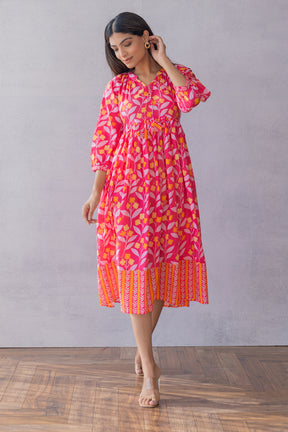 PINK & ORANGE COTTON MAXI