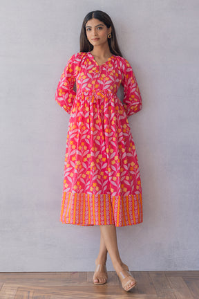 PINK & ORANGE COTTON MAXI