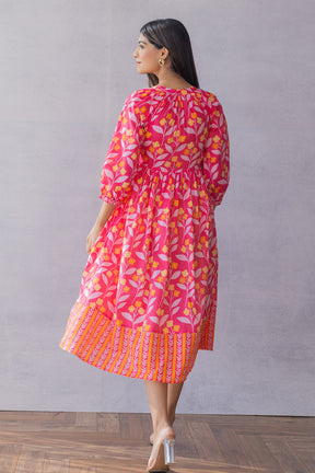 PINK & ORANGE COTTON MAXI