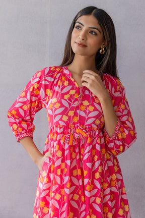 PINK & ORANGE COTTON MAXI