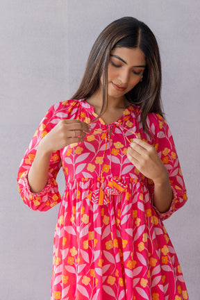 PINK & ORANGE COTTON MAXI