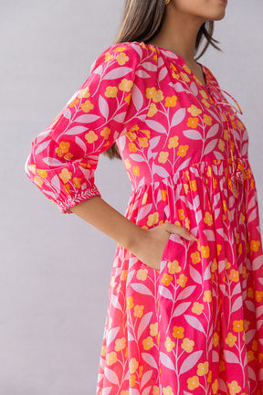 PINK & ORANGE COTTON MAXI