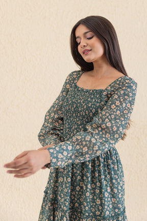 EMERALD SMOCKED MAXI