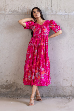 PINK FLORAL COTTON MAXI