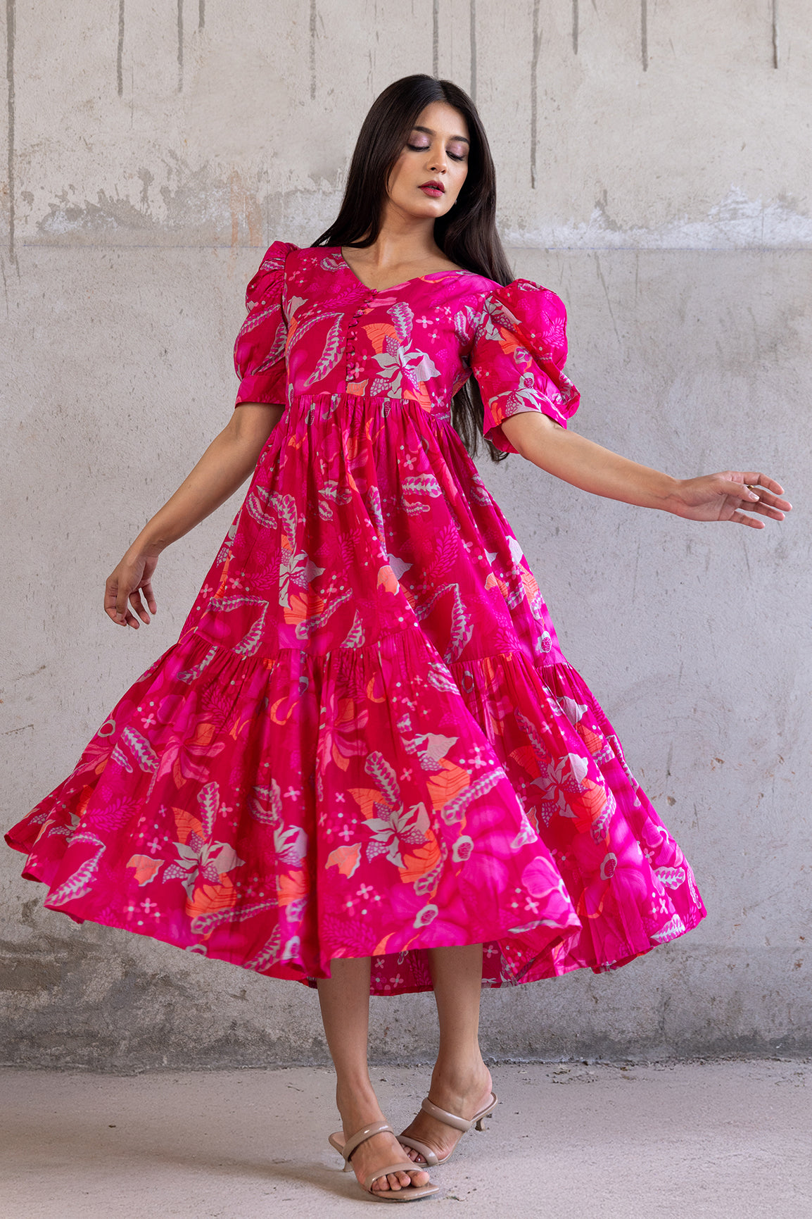 PINK FLORAL COTTON MAXI
