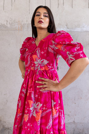 PINK FLORAL COTTON MAXI