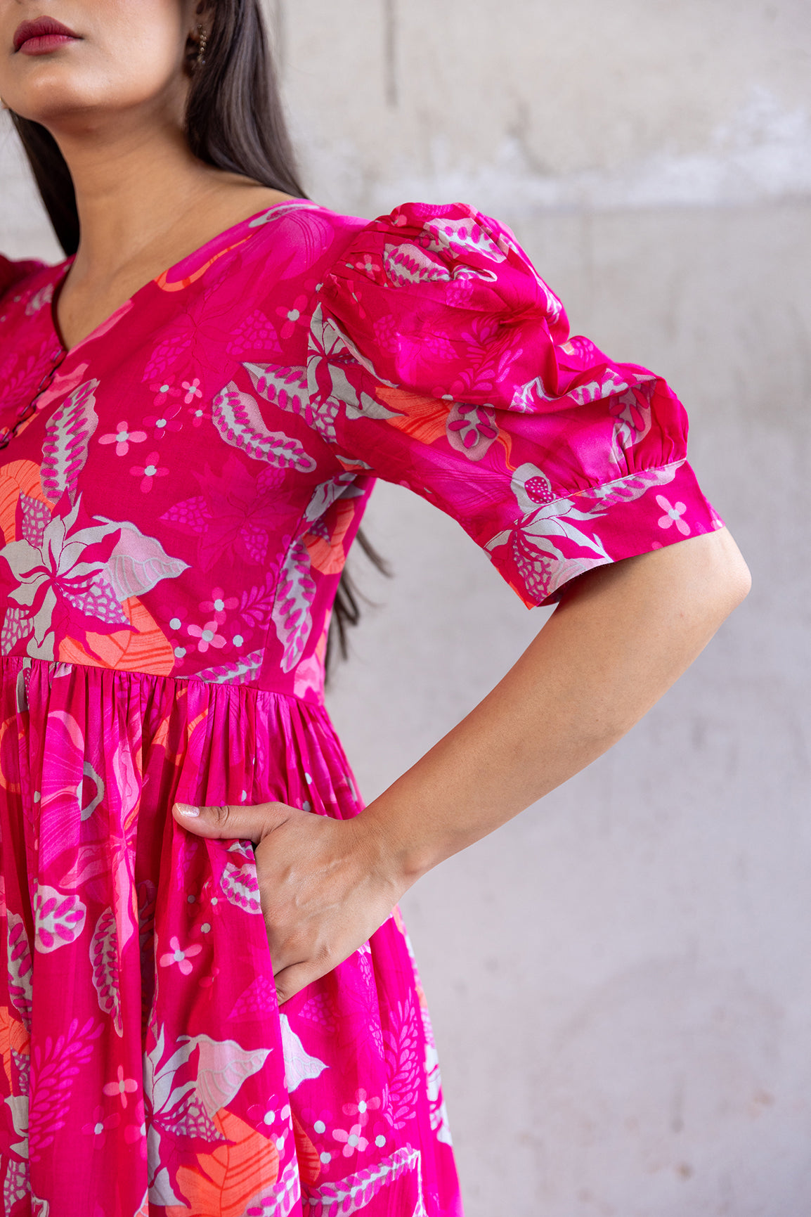 PINK FLORAL COTTON MAXI