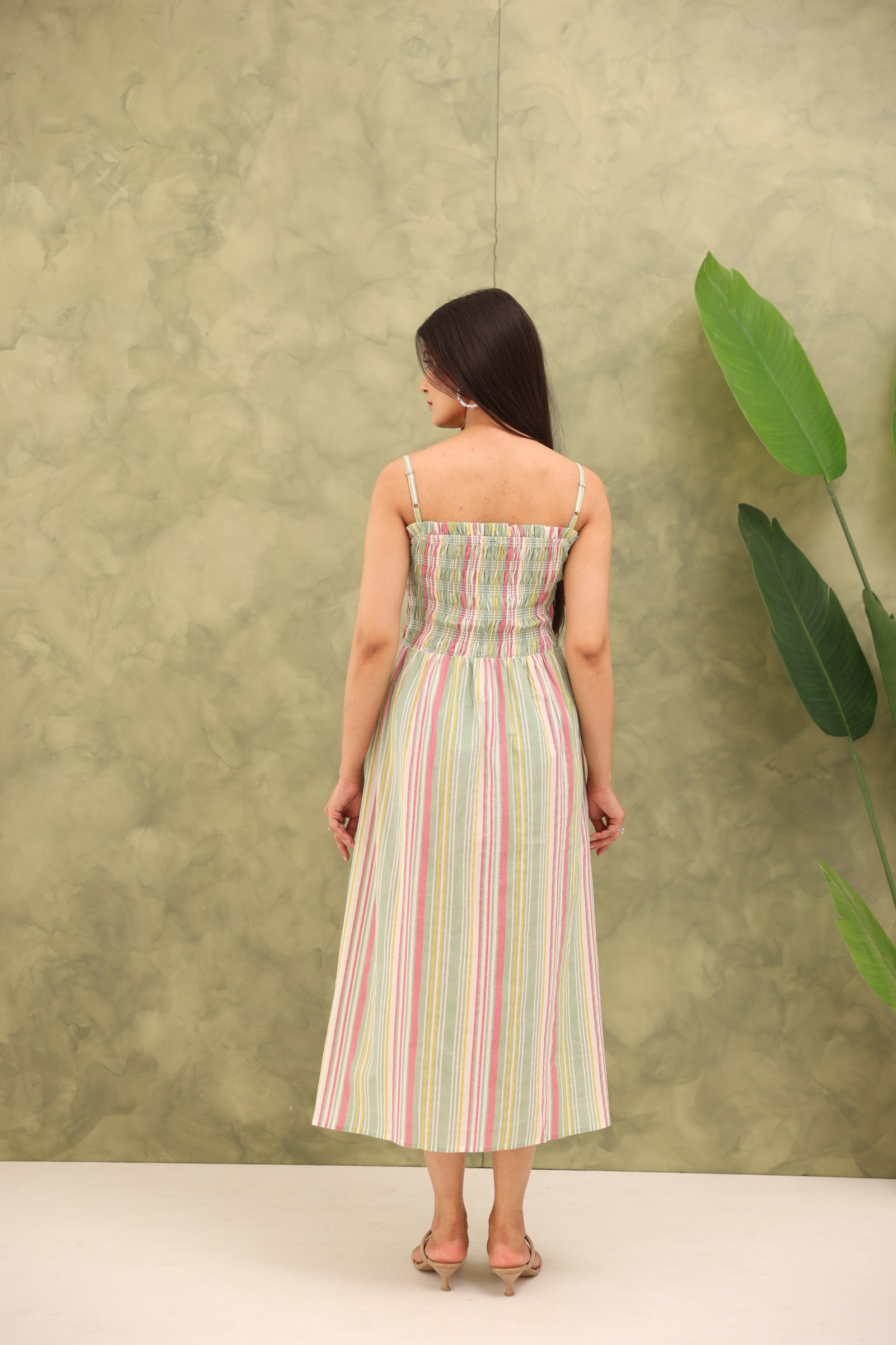 COTTON STRAP STRIPED MAXI