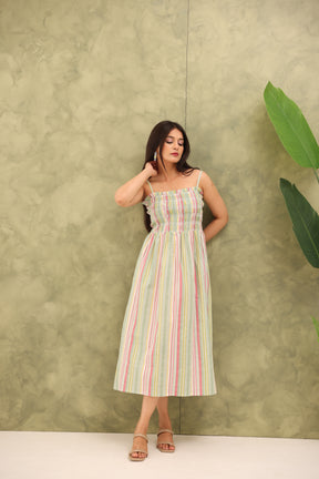 COTTON STRAP STRIPED MAXI