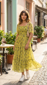 PEAR GREEN FLORAL MAXI
