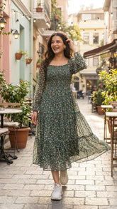 EMERALD SMOCKED MAXI