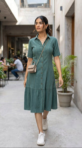 EMERALD COTTON DENIM MAXI