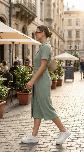 SAGE GREEN BELTED MAXI