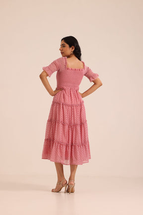 SALMON PINK SMOCKED MAXI